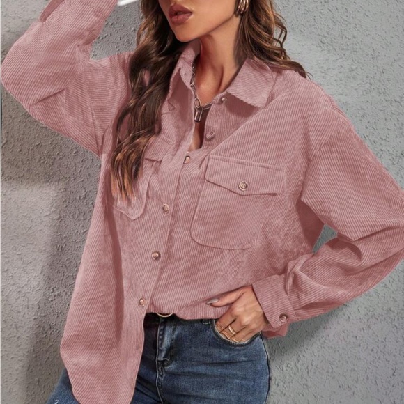 Boho green button down corduroy shirt - Picture 7 of 16